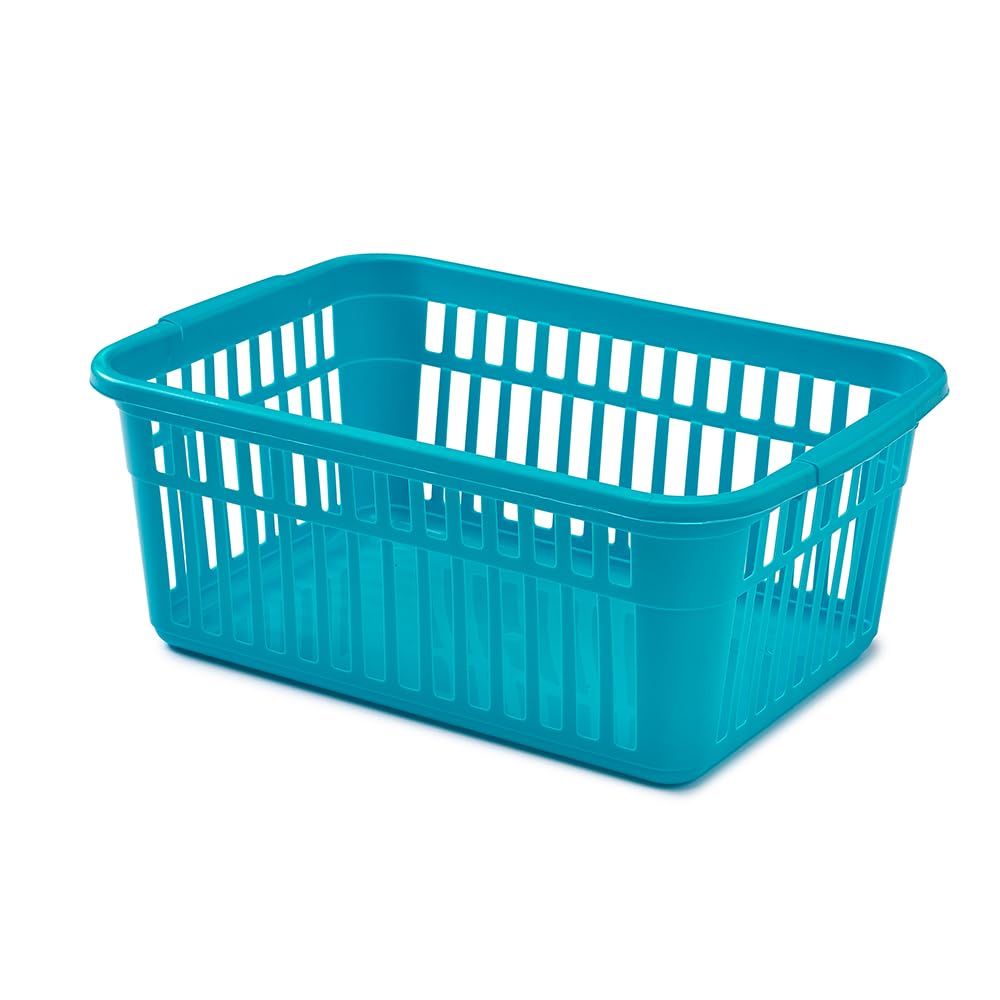 Concept4u Teal Handy Basket 45cm Plastic Lightweight & Durable Laundry Basket Rectangular Storage Basket Ideal for Bedroom, Kitchen, Office, School Books, Stationery and Toiletries — image 1