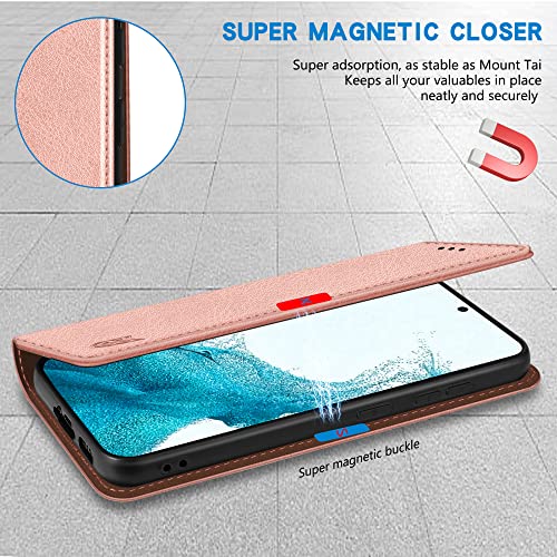 Image of ZZXX for Galaxy S23 Plus Wallet Case Strong Magnetic 6.6 inch,Rose Gold