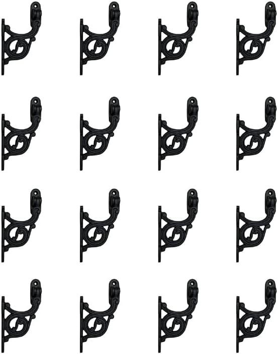 Adonai Hardware Decorative Black Antique Iron Handrail Bracket (Supplied as 12 Pieces per Pack) - Black Powder Coated