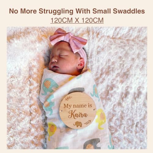 Image of DOTMOM Pure Organic Bamboo Swaddle Wrap Softer Than Cotton Muslin Swaddlers for Newborn Baby Receiving Blanket & Wrappers | Baby Towel Gift Pack for Newborn Babies 120X120 CM, 0-18 Months, Pack of 3