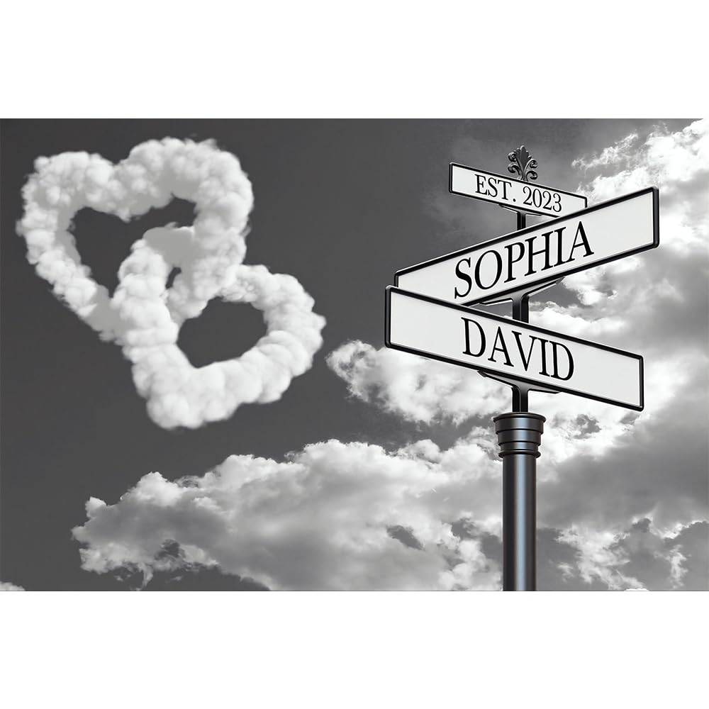 Personalized Vintage Street Sign Canvas for Couples – Custom Name & Date Crossroad Wall Art, Wedding, Anniversary, Valentine’s Day or Christmas Custom Poster or Canvas Print #8