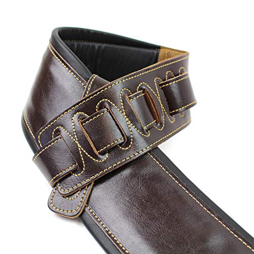 Walker & Williams B4B-BRN-XL Sangle rembourrée en cuir pour guitare ou basse jusqu’à 147 cm de large, marron, régulier - Les Beatles, Paul McCartney, John Lennon, RIngo Starr, George Harrison Walker & Williams B4B-BRN-XL Sangle rembourrée en cuir pour guitare ou basse jusqu'à 147 cm de large, marron, régulier – Image 3