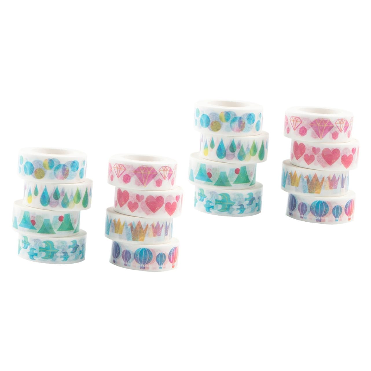 16piezas Cinta Adhesiva Washi Decorativa De Papel Autoadhesivo para Manualidades Scrapbooking y Diarios para Decorar Cuadernos y