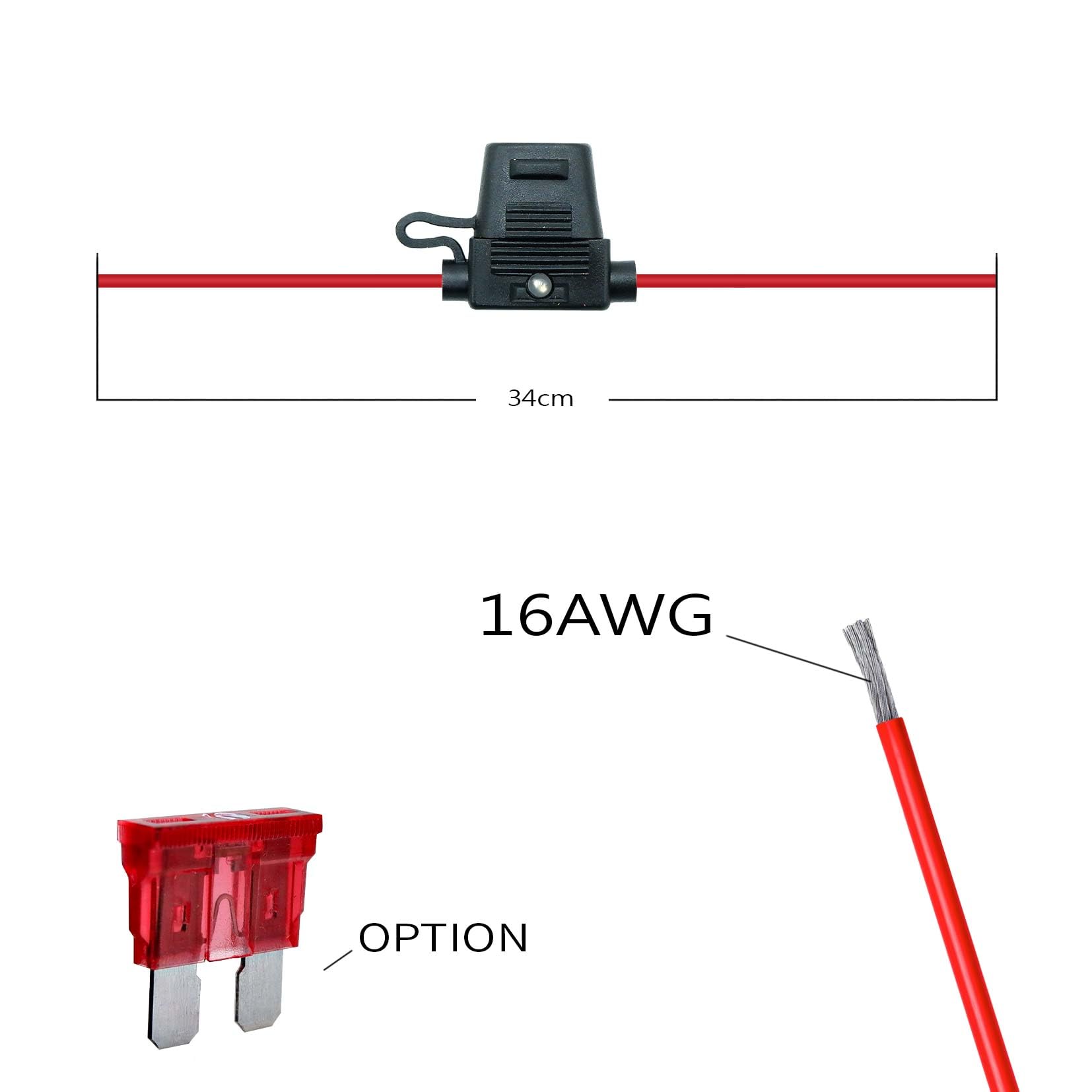 parts PTT Waterproof IP67 in-line ATO/ATC Standard LED Fuse Holder,12 AWG for Automotive Marine(2 Pack), Black - Image 3