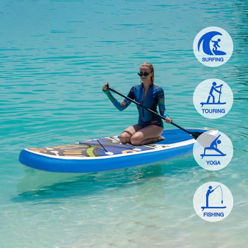 Image of FEATH-R-LITE Inflatable Paddle Board Stand Up Paddleboards for Adults SUP with Premium Accessories Pump, Adjustable Paddle, Leash, Three Fins, Backpack