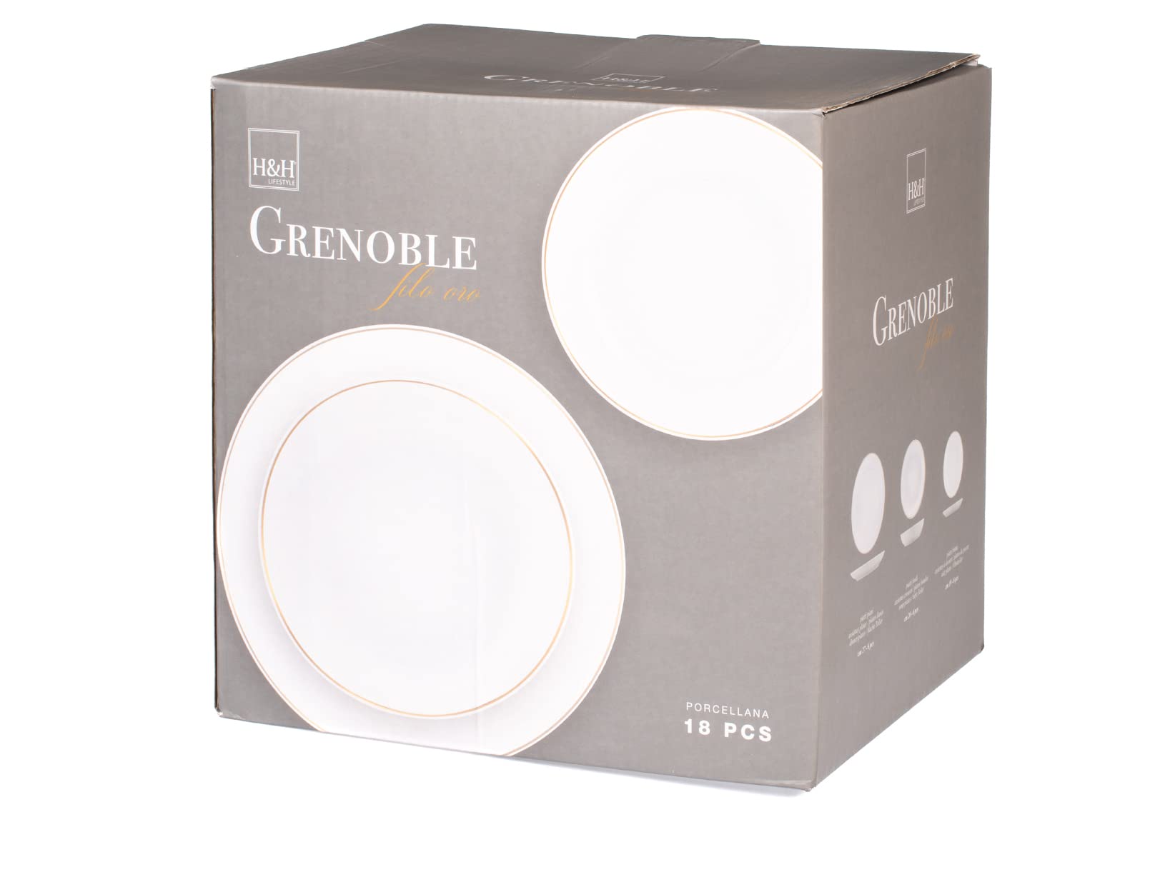 H&H Grenoble Vajilla 18 piezas porcelana coupe hilo oro