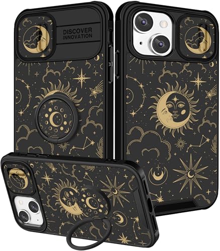 Image of Funermei for iPhone 14 /for iPhone 15 Plus Case - Women Girls Cute Phone Cover Girly Pretty Aesthetic Sun Moon Stars Unique Design with Camera Cover Funda for Apple for iPhone 14 /for iPhone 15 Plus