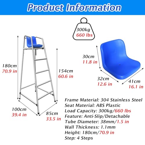 Silla de Socorrista Acero Inoxidable 304 Resistente al Óxido miniatura 2
