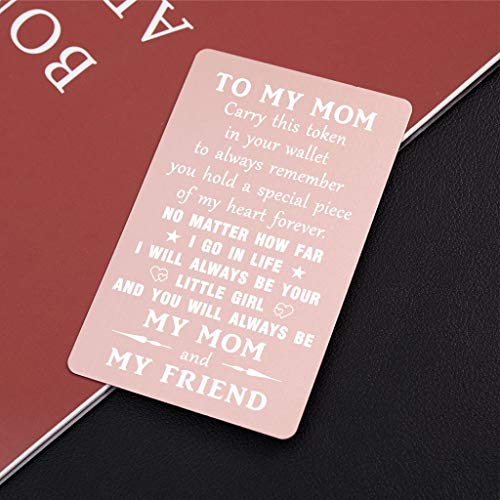 TANWIH Mom Gifts Mothers Day Card - I Love You Mom Birthday Gifts from Daughter, Metal Engraved Wallet Card, Wedding Card for Mom2