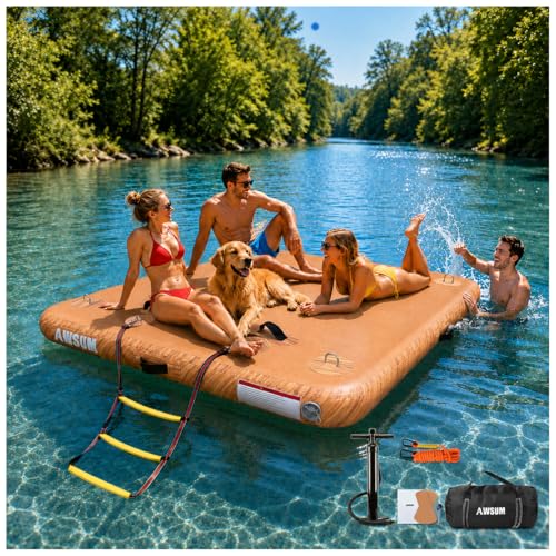 Plate-forme de quai gonflable AWSUM 1,5x1,8m tapis d'eau effet bois