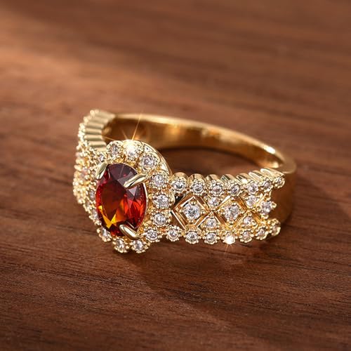 Gold Plated Oval Cubic Zirconia Vintage Luxury Engagement Rings Wedding Bridal Band Promise Rings Evening Parties Anniversary Valentine's Day Gifts Eternity Bands for Women3