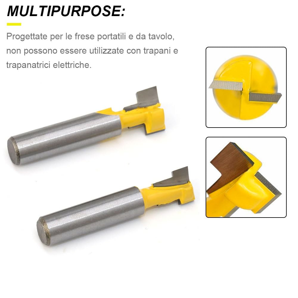 Fresa T-Slot Per Legno WSOOX | 3 Pezzi Carburo Cemento 8mm Per CNC E Router - Foto 2
