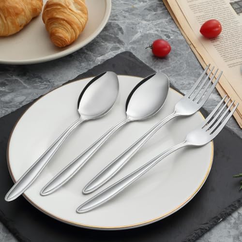 Image of Unokit Forks and Spoons Silverware Set - 24-Piece Food Grade Stainless Steel Silverware for Home, Kitchen and Restaurant, 12 Forks and 12 Spoons