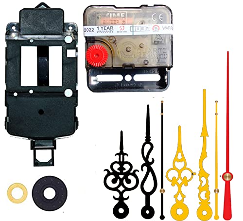Image of Silent Pendulum Type Quartz Clock Moviment Mechanism 12 MM Sweep Silent Motor DIY Kit (Needles : Antique Black,Gold,Red)