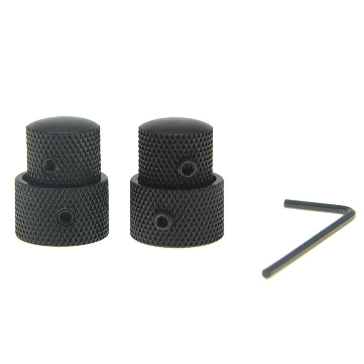 Bouton de commande double concentré en métal noir à vis pour guitare électrique et basse x2