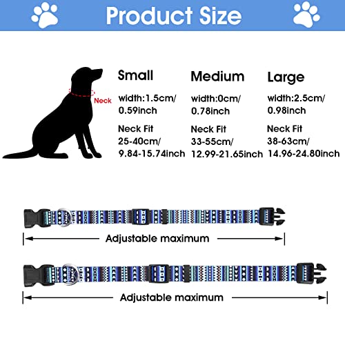 Cobee Nylon Dog Collar, Adjustable Puppy Collars with Patterns Bohemian Style Soft Comfortable Cat Collar Pet Collars for Small Medium Dogs(Blue S) - Image 4