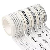 BENBO 6 Rolls Calendar Washi Tape Set Date Day Week Month Number Calendar Decorative Patterned Marking Scrapbook Tape Masking Tape for Planning Goals, Bullet Journals, Fitness, Habit Tracking