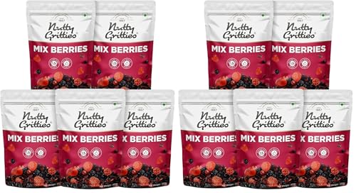 Image of Nutty Gritties Premium Mix Berries - 200g Each | Black Currants, Blueberries, Strawberries & Cranberries | Pack of 10