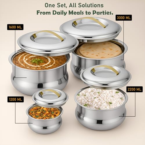 Image of Unify Lumia Stainless Steel Insulated Casserole Hot Pot 1600ML | 3 Layer Thermal Body with PUF Coating | Mirror Finish Inner & Outer Steel | Keeps Food Hot & Fresh for Hours | Premium Serveware