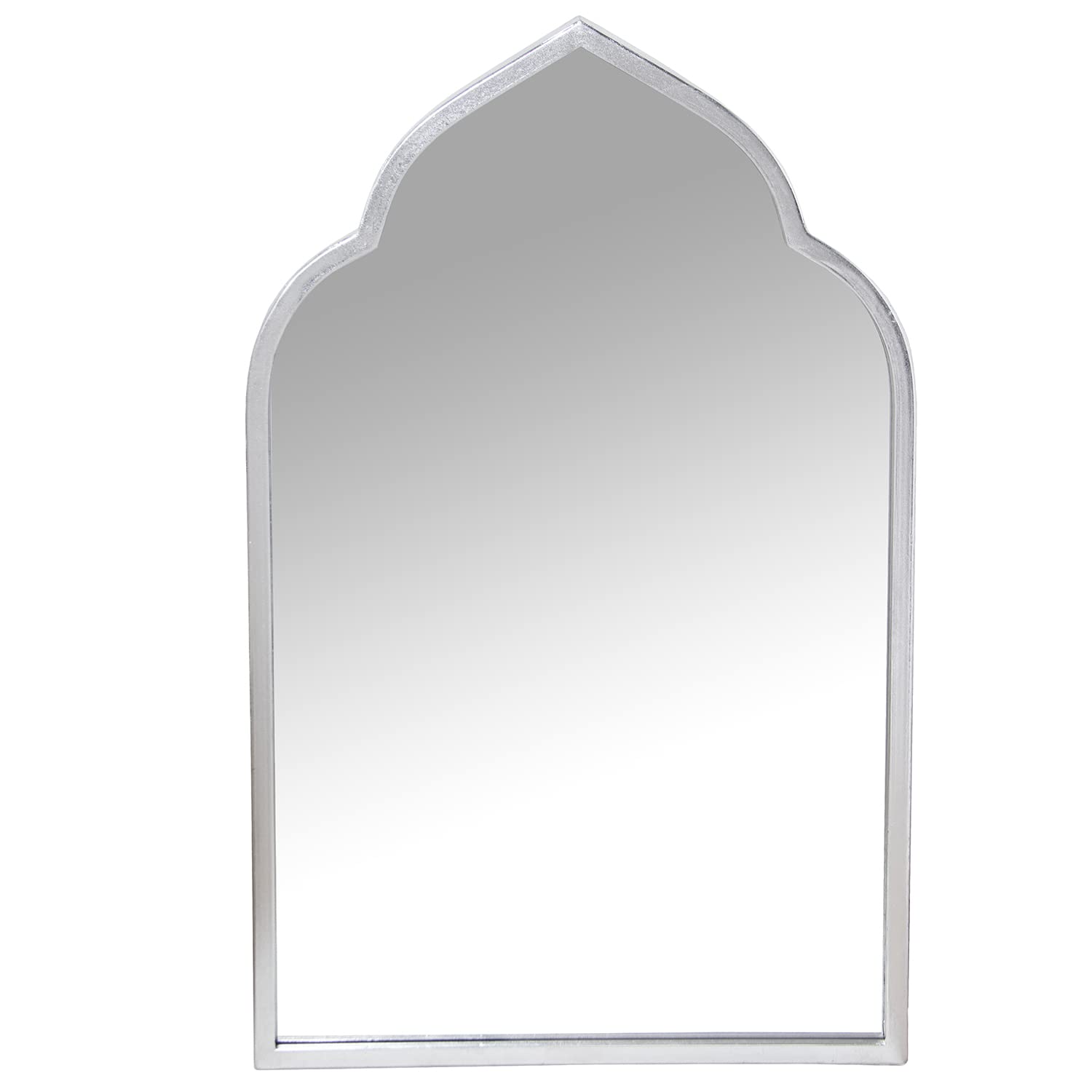DRW Espejo de Pared con Forma arabe de Metal Plateado 61x3x100cm, INT. 57x96cm