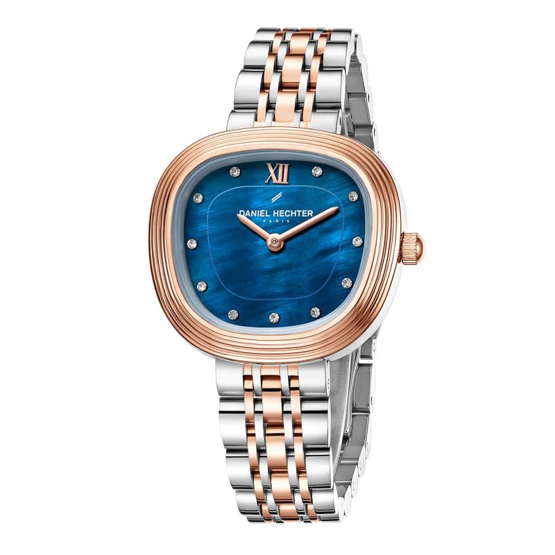Image of Daniel Hechter Paris Collection Analog Watch for Women with Cushion Dial, Crystal Hour Markers, Roman Numeral at 12 o'Clock and Stainless Steel Strap - DHW2030
