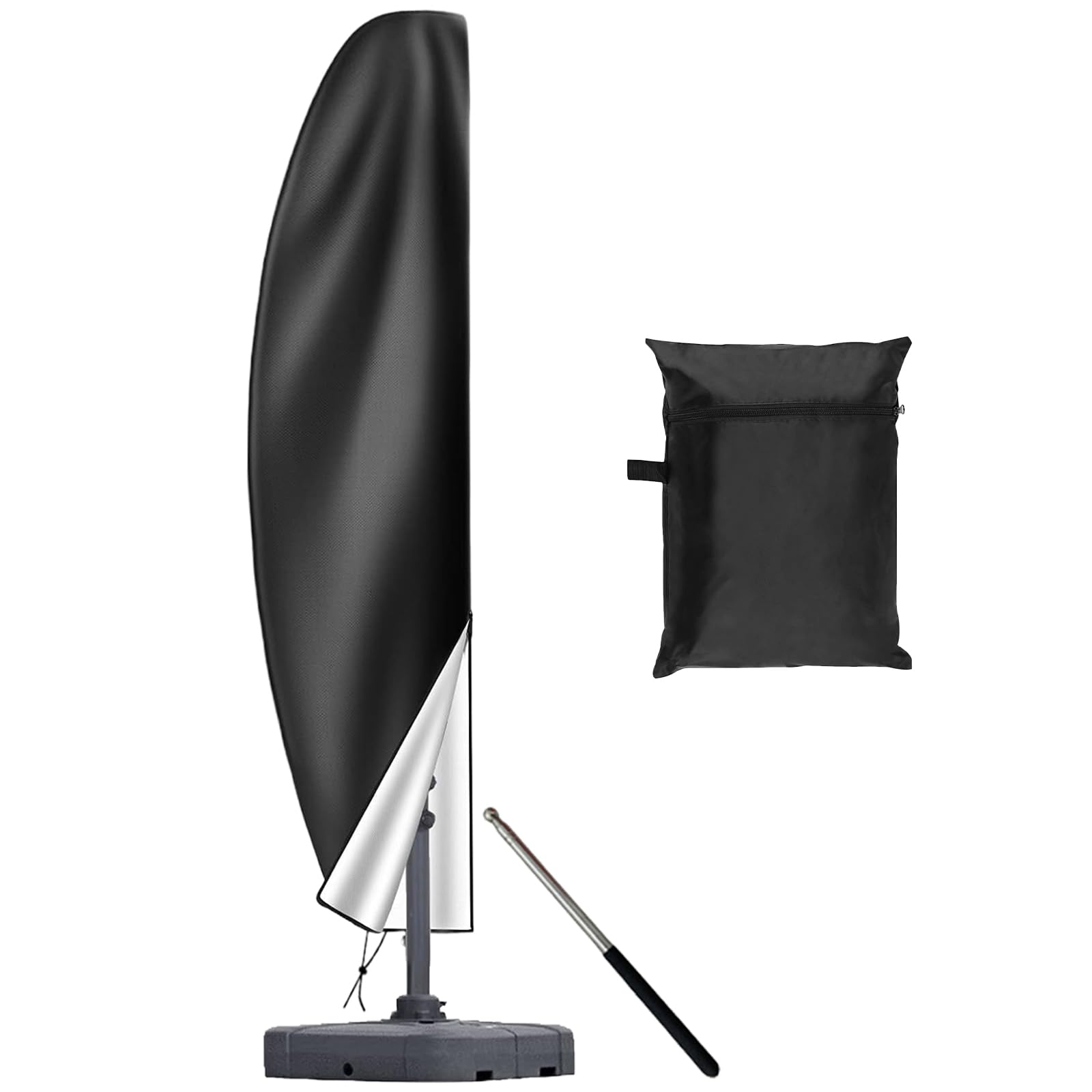 Housse de Parasol Déporté, Anti-UV, 420D Imperméable avec Fermeture éclair, Perche Télescopique, 265CM