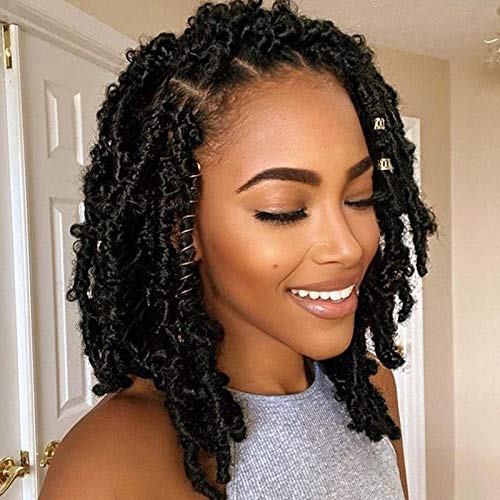 Butterfly Locs Crochet Hair 12 Inch 1 Pack Short Bob Distressed Locs Crochet Braids Pre Looped Faux Locs Crochet Hair Pre twisted Synthetic Braiding Hair Extensions (#1B)