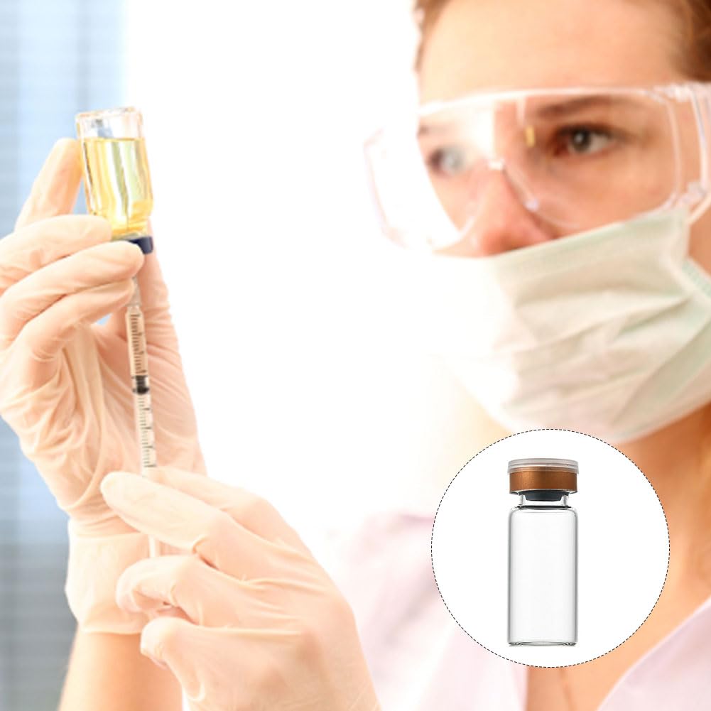 10PCS 10ML Flacons Stériles Vides Flacons en Verre Transparent avec Bouchon en Caoutchouc Butyle Séparé et Fermeture à Rabat pour Liquides Poudres
