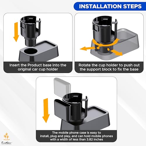 Portavasos ajustable para auto EcoNour con soporte para celular miniatura 4