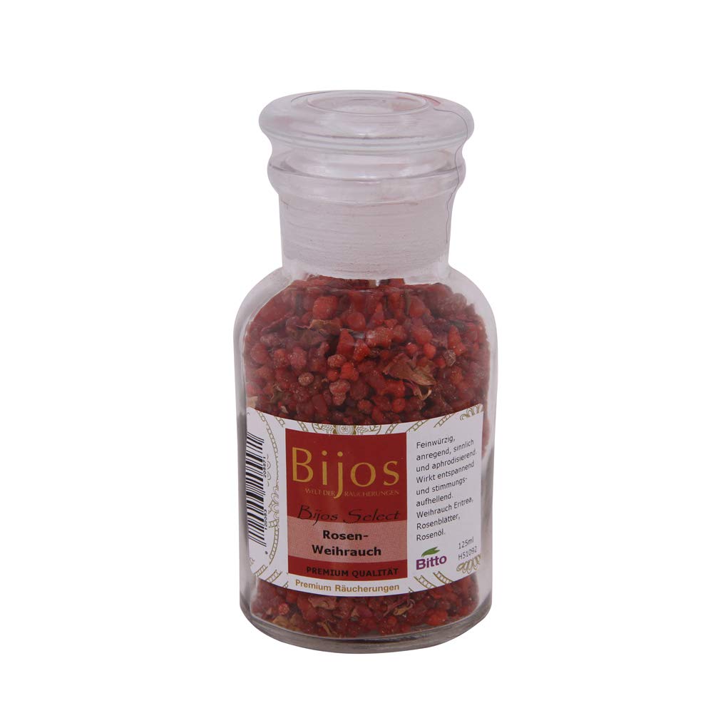 BiJos Select Incense in 125 ml Glass Bottle, Rose Incense, Premium Quality, Relaxing and Uplifting
