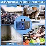 Airthereal MA5000 Komercyjny generator ozonu, eliminuje zapachy, ozonator z timerem, do pokoju, dymu, samochodów i zwierząt domowych, usuwa zapachy do 300 m², niebieski