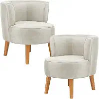 Kit 2 Poltronas Cadeira Elegante para Sala de Estar Tecido Veludo MOBLAN decor (Bege)