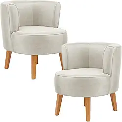 Kit 2 Poltronas Cadeira Elegante para Sala de Estar Tecido Veludo MOBLAN decor (Bege)