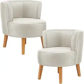Kit 2 Poltronas Cadeira Elegante para Sala de Estar Tecido Veludo MOBLAN decor (Bege)