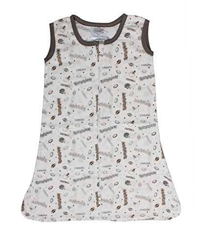 Bacati Football Muslin Sleep Sack, Brown/Grey, Newborn