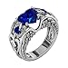 Produktbild DAY.LIN Ringe Für Damen Ring Damen Der Herr Der Ringe Silber natürliche Rubin Edelsteine Birthstone Braut Hochzeit Engagement Herz Ring (Blau, 18mm)