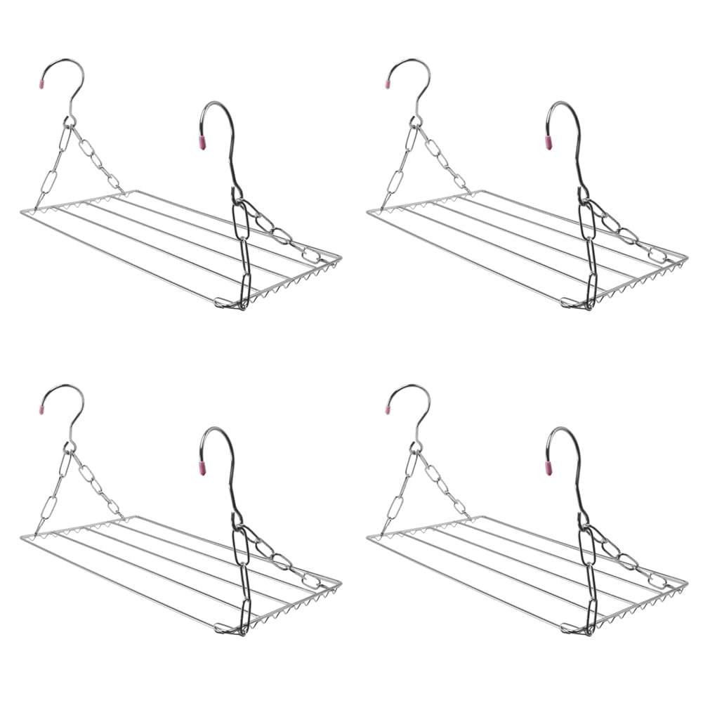 Vjsujehgy 4X Multifunctional Clothes Drying Rack, Stainless Steel Laundry Garment Drying Hanger for Hanging Clothes, Towels, Socks