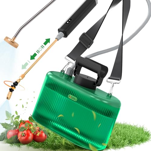 Pulvérisateur Électrique de Jardin 5L avec Lance Télescopique en Cuivre à 2 Modes + Lance INOX pour Douche, 2 Buses, Tuyau 1+3m, Batterie 2200mAh, Recharge...
