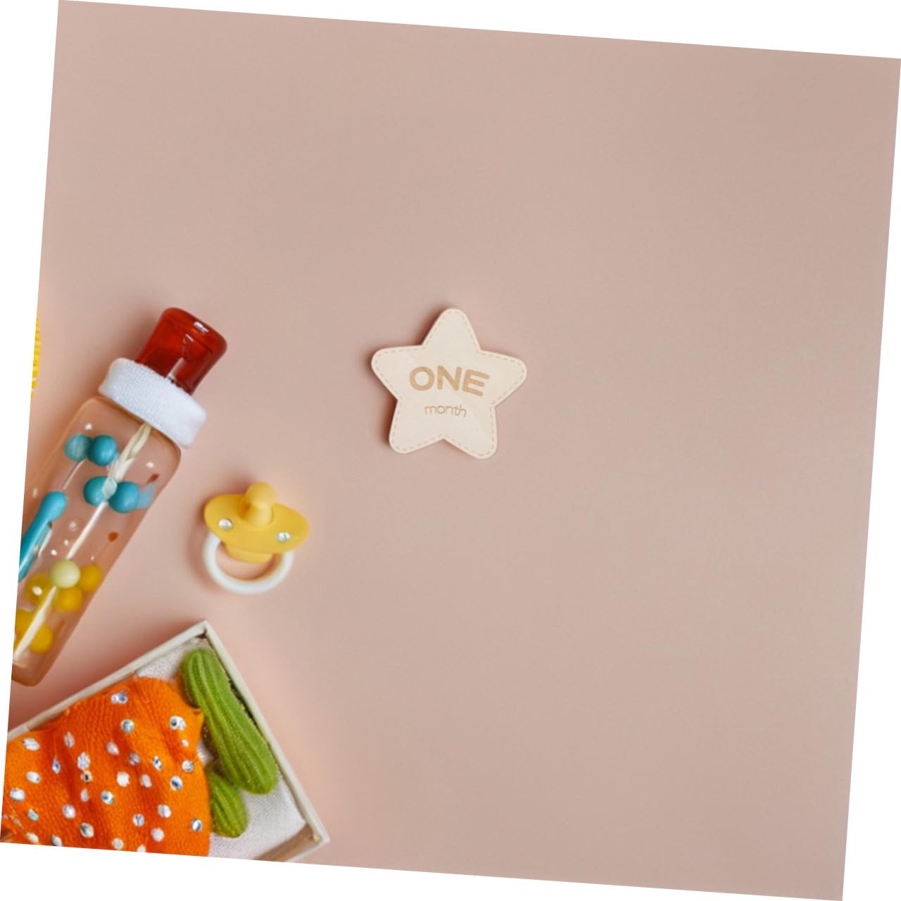 12 Piezas Tarjetas para Bebés de Madera de Discos Doble Cara para Recién Nacidos Accesorios de Fotografía Crecimiento Reversible