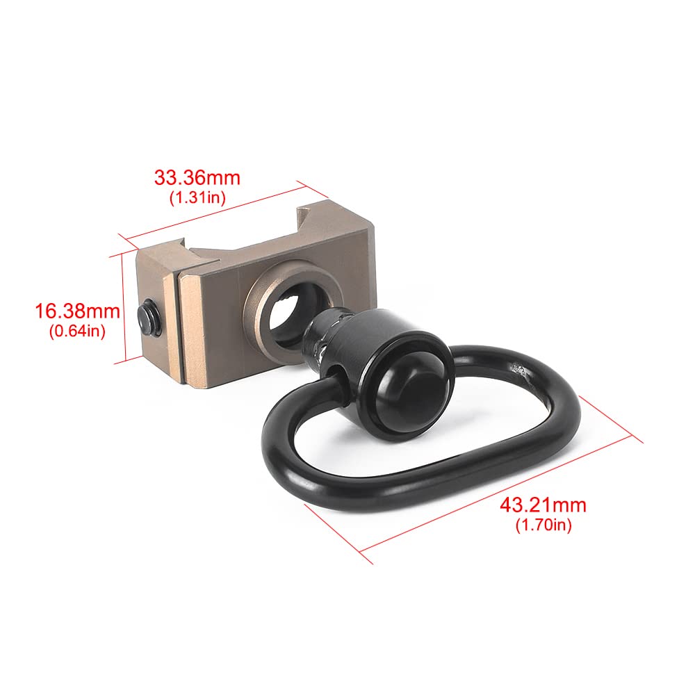 Adattatore di montaggio girevole per imbracatura Airsoft QD, accessori per la caccia con anello girevole con fibbia tattica con bottone per guida Picatinny da 20 mm (DE)