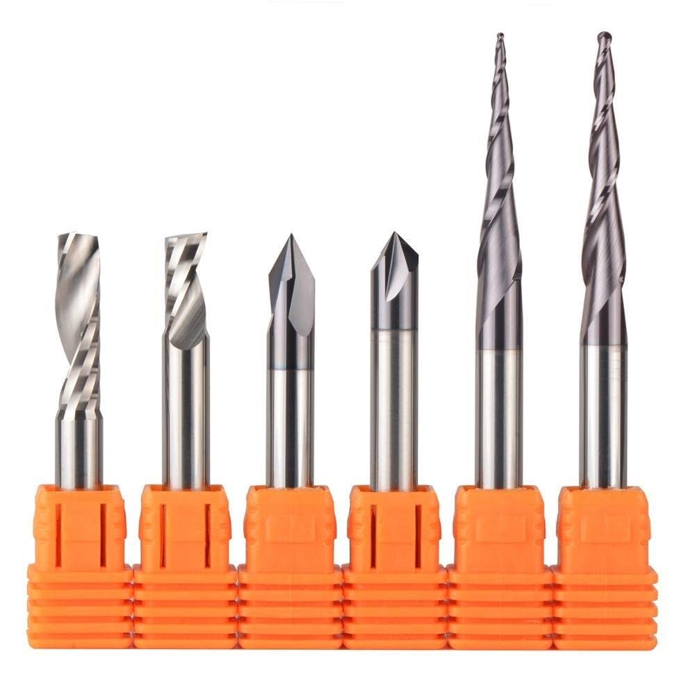 STORKY CNC-Vollhartmetall-Gravur-Bits Fräser Holzbearbeitungsset 3,175 mm 6,35 mm 6 mm Schaftfräser for Schnitzen von Holzwerkzeugen (Color : 3.175mm set-10pcs)