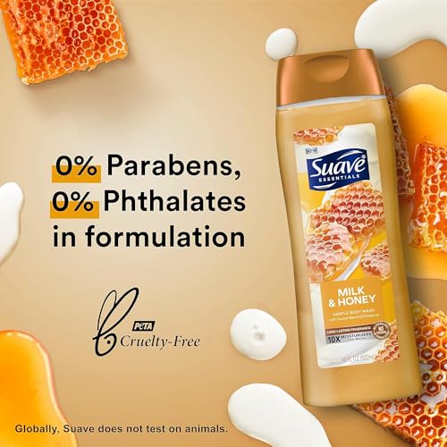 Suave Moisturizing Body Wash, with Milk & Honey and Vitamin E Extract, No Parabens, No Phtahaltes, 18 Oz Pack of 6 - Image 6