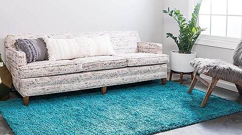 Image of RUG ERA Shaggy Carpet for Living Room 8X11 FEET Fluffy Rug for Bedroom Floor Modern Non-Slip Floor Mat & Galicha for Home Decor | Cozy Area Carpet (Sky Blue)