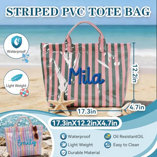 Bolso tote a rayas de PVC para mujer miniatura 5