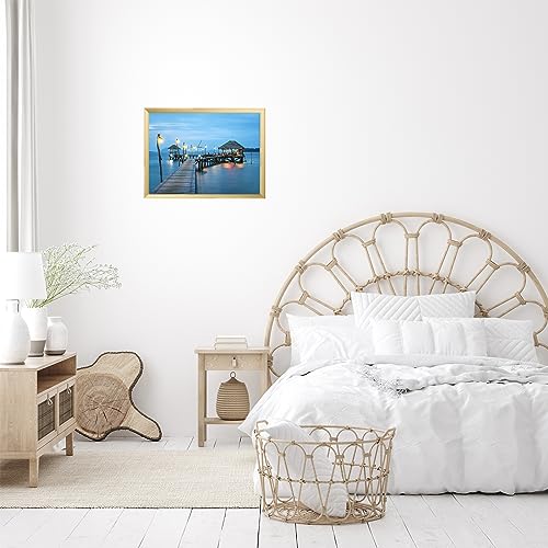 Image of JCJMY 9.5x13 Picture Frame Gold for Wall Hanging, Wall Mounting Horizontally or Vertically, 9.5 x 13 Wall Gallery Poster Photo Frame with Shatter Resistant Plexiglass,Gold