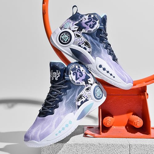 Image of Men's High-Top Basketball Shoes Anti-Slip and Wear-Resistant Soles Running Shoes Graffiti Design Fashionable Sports Shoes
