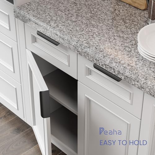 Image of Goldenwarm Black Cabinet Handles 7-1 /2 Inch 6 Pack, Finger Pulls for Cabinets, Edge Pull for Dresser Drawers, Aluminum Alloy, Modern Kitchen Hardware for Dresser Bathroom Closet and Cupboard