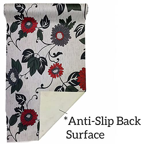 Image of 10Meter Rectangular Long Shelf Liner, Sheet Roll /Mat for Drawer, Shelf roll Kitchen mat /Kitchen Roll /Slab Roll /Drawer roll Antislip Mat Size - 45 x 1000 cm-AM (Grey Black Leaf)