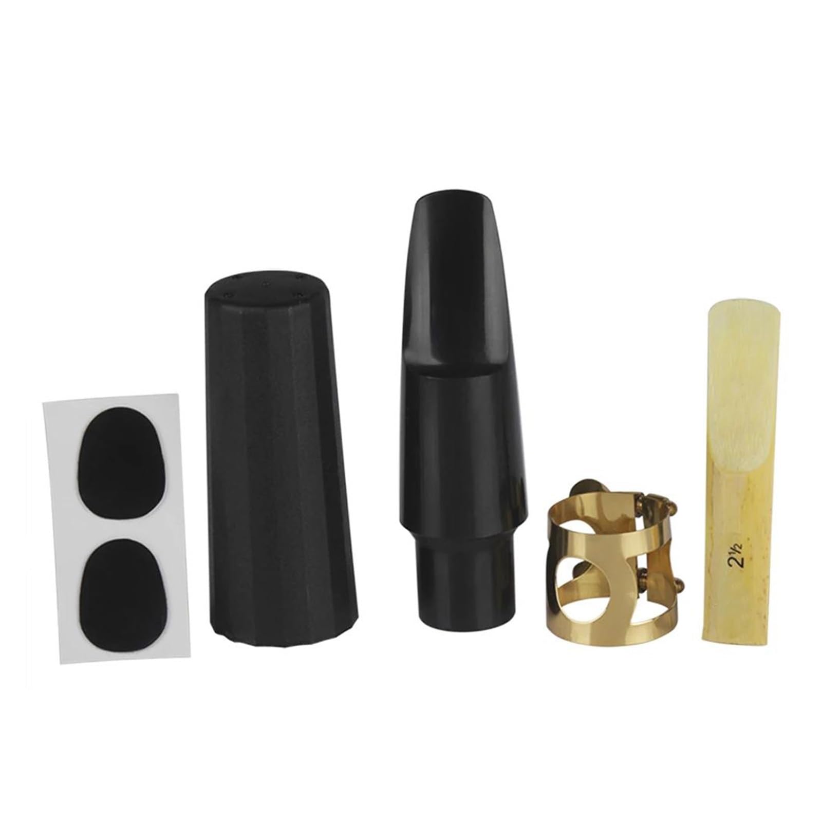 Kit de Accesorios saxofón Juego De 5 Uds. De Boquillas De Tenor Alto Soprano, Clip De Lengüeta, Dos Almohadillas Para Dientes, Accesorios Para Instrumentos De Viento De Madera