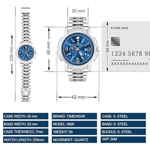 Image of TIMEWEAR Analog, Day Date Functioning, Stainless Steel Chain Watch for Men